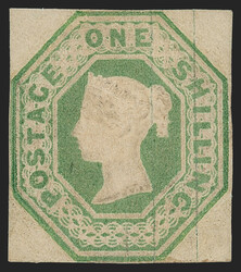 Great Britain, 1854, 1sh Green, Embossed (5a; SG 55). Die 2, original ...