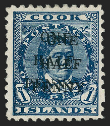 Cook Islands, 1899, 1/2p on 1p Blue, Double Surcharge (25a; SG 21b). ...