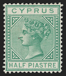 Cyprus, 1882, ½p Emerald, Die A (19b; SG 16). Original gum, h.r., ...
