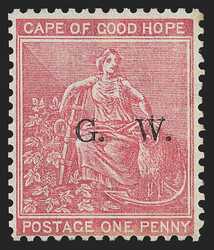 Griqualand West, 1877, 1p Rose (2; SG 2). Original gum, very lightly ...