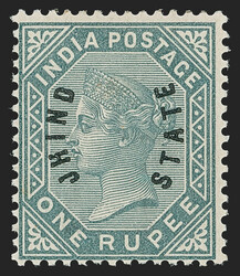 India, Jind, 1885, 1/2a-1r Overprints (33-38; SG 1-6). Set of six ...