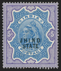 India, Jind, 1897, 5r Violet & Blue (61; SG 35). Original gum, very ...