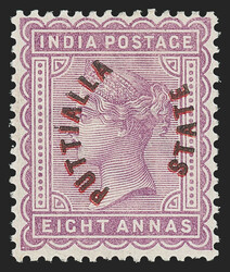 India, Patiala, 1884, 1/2a-1r Queen Victoria (1-6; SG 1-6). Set of ...