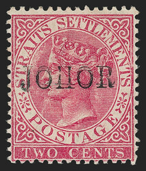 Malaya, Johore, 1884, 2c Rose, Double Overprint (10 var; SG 10b). Two ...