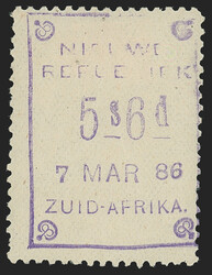 New Republic, 1886, 5sh6p Violet on Yellow, "5s6d" Value (13a; SG 18) ...