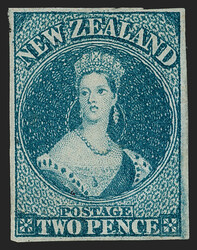 New Zealand, 1864, 2p Blue, Very Worn Impression (12; SG 39). Plate I ...