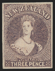 New Zealand, 1863, 3p Brown Lilac (13; SG 40). Original gum (with ...