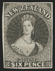 New Zealand, 1862, 6p Brown (14e; SG 42). Unused (no gum), full to ...