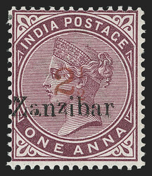 Zanzibar, 1896, 21/2a on 1a Violet Brown (21-23; SG 32-34). Set of ...