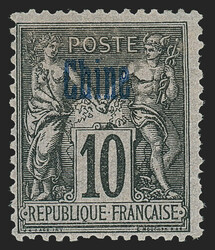 France, Offices in China, 1894, 10c Black on Lavender, Blue Overprint ...