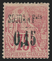 French Sudan, 1894, 15c on 75c Carmine on Rose (1; Yvert 1). Original ...