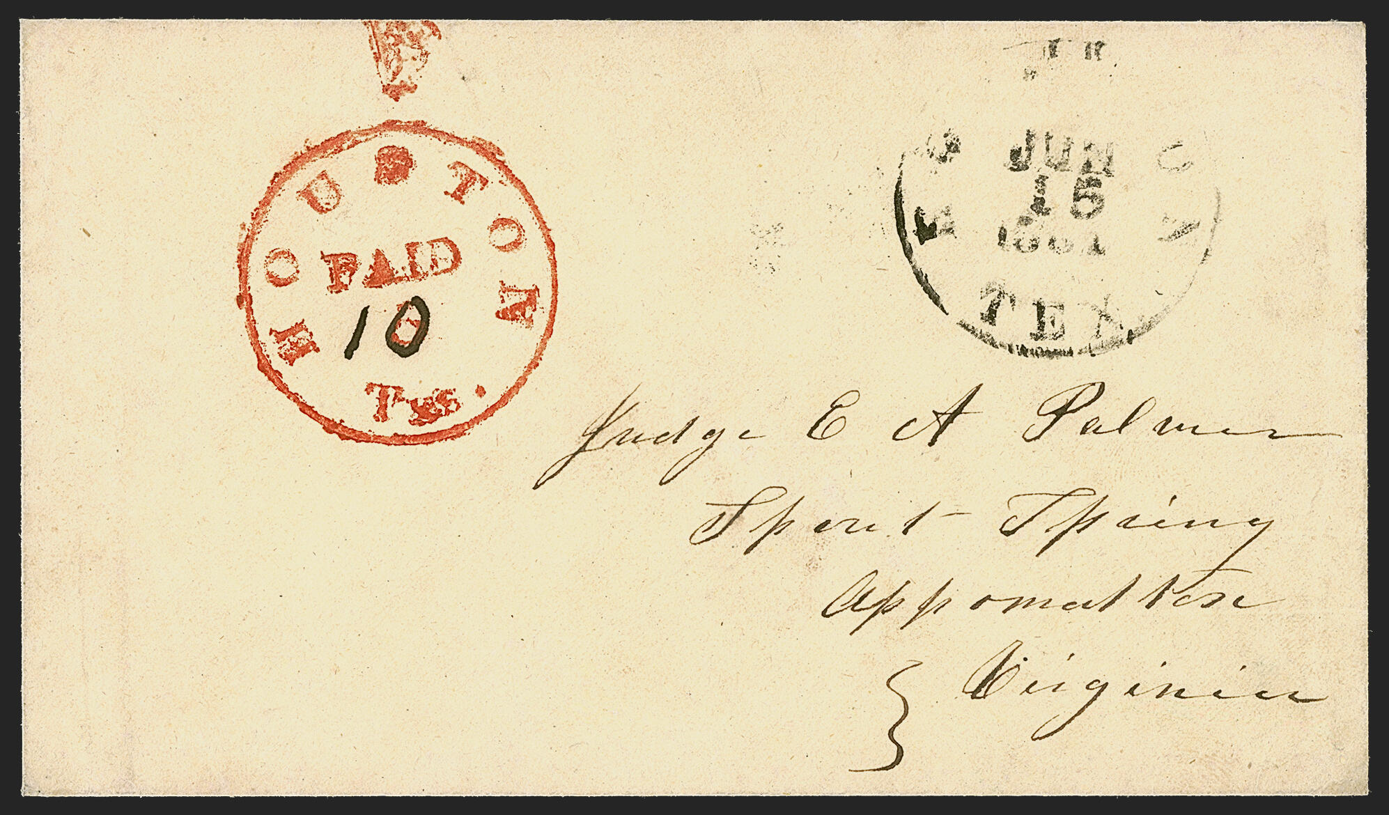 Houston Tex., 10c on 5c Red entire (40XU1a). Bold strike of ...