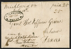 GALVESTON * TEXAS * Sept. 26 (1838). Bold strike of double-line oval ...