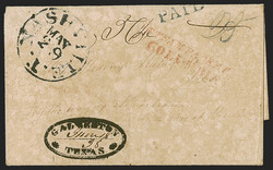 STEAM PACKET/COLUMBIA. Partly clear strike of red two-line handstamp ...