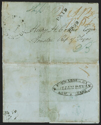 St. Catharines U.C. Nov. 17, 1842. Circular datestamp on blue folded ...