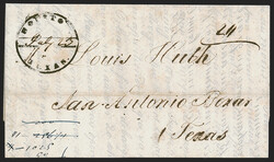 Houston Texas July 23 (1845). Circular datestamp with manuscript date ...