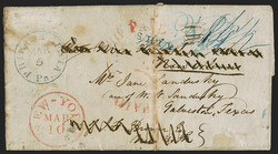 1845 Curacao to Galveston Tex. Bluish folded letter datelined ...