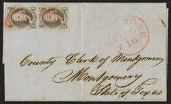 5c Red Brown, Dot in "S" (1 var). Vertical pair from 9th vertical row ...