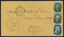 10c Green, Ty. III/II (33/32). Vertical combination pair, beautifully ...