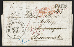 Matagorda Txs. Aug. 28 (1855). Circular datestamp with "PAID" ...