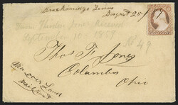 3c Rose, Ty. I (25). Tied by manuscript "Breckinridge Texas August ...