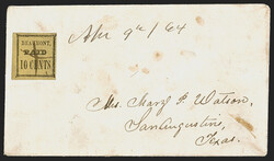 Beaumont Tex., 10c Black on Yellow (12X1). Position with comma after ...