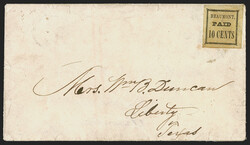 Beaumont Tex., 10c Black on Yellow (12X1). Position with comma after ...