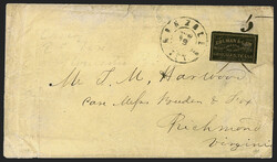 Gonzales Tex., (5c) Gold on Black Glazed Paper (30X3). Large margins ...