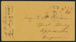 Houston Tex., 10c on 5c Red entire (unlisted). Red arced "PAID 5" ...