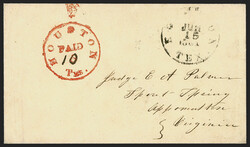 Houston Tex., 10c on 5c Red entire (40XU1a). Bold strike of ...