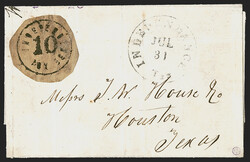 Independence Tex., 10c Black on Buff, Large "10" Handstamp (41X1). ...