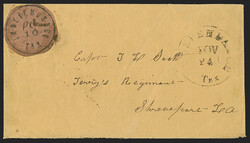 Independence Tex., 10c Black on Buff, Small "10" Handstamp and "Pd" ...