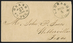 La Grange Tex., 5c Black entire (48XU1). Perfect strikes of ...