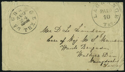 La Grange Tex., 10c Black entire (48XU2). Clearly struck provisional ...