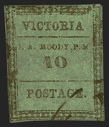 Victoria Tex., 10c Red Brown on Green, Type II, Slanting “10” ...