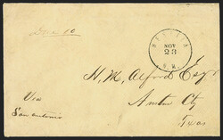 Mesilla N.M. Nov. 23 (1861). Mostly clear strike of circular ...