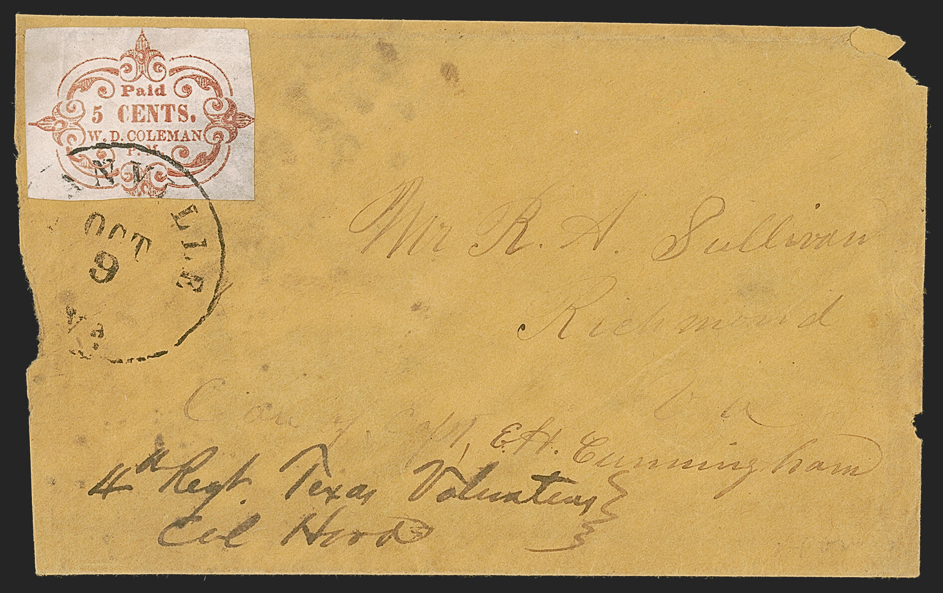Danville Va., 5c Red on Wove (21X1). Rectangular-cut margins which ...