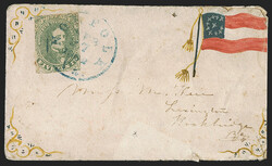 5c Green, Stone 1-2 (1). Tied by blue "Norfolk Va. Feb. 7, 1862" ...