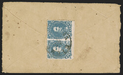 5c Blue, Stone 2 (4). Horizontal pair, tied by light strike of ...