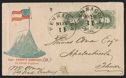 5c Green, Stone 1-2 (1). Two singles, bright color and applied ...