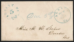 Albany Ga., 5c Greenish Blue entire (3XU1). Clear and bold strikes of ...