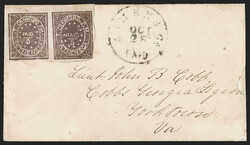 Athens Ga., 5c Purple (5X1). Horizontal pair, left stamp Type I, ...