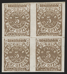 New Orleans La., 5c Yellow Brown on Off-White (62X5). Block of four, ...
