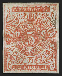 New Orleans La., 5c Red (62X6). Unused (no gum), full even margins ...