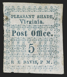 Pleasant Shade Va., 5c Blue (67X1). Position 5, unused (no gum), full ...