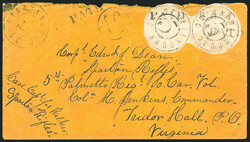 Spartanburg S.C., 5c Black (78X1). Vertical pair, cut to "8" shape ...