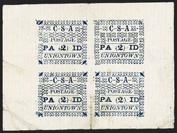 Uniontown, Alabama, 2c Dark Blue on White (86X2). Pane of four, ...