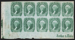 20c Green (13). Bottom left corner margin block of twelve with ...