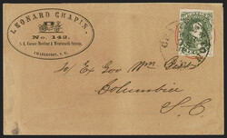 5c Green, Stone 2 (1). Large to full margins, affixed over indicia of ...