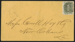 5c Light Green, Stone 2 (1a). Large margins, tied by unusual grid of ...